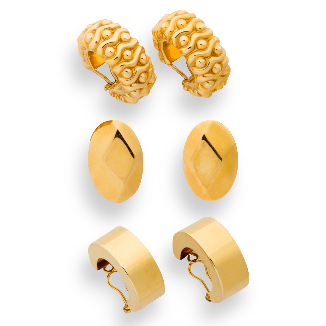 Appraisal: A GROUP OF EIGHTEEN KARAT GOLD EAR CLIPS A group