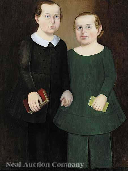 Appraisal: American School mid- th c Two Young Boys Holding Primers