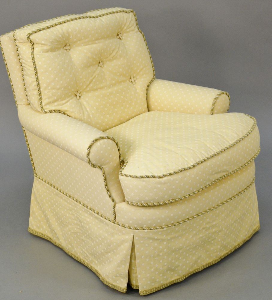 Appraisal: Custom upholstered easy chair slight fading on left ht in