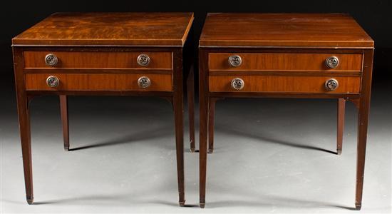 Appraisal: Pair of Kittinger George III style mahogany side tables Buffalo