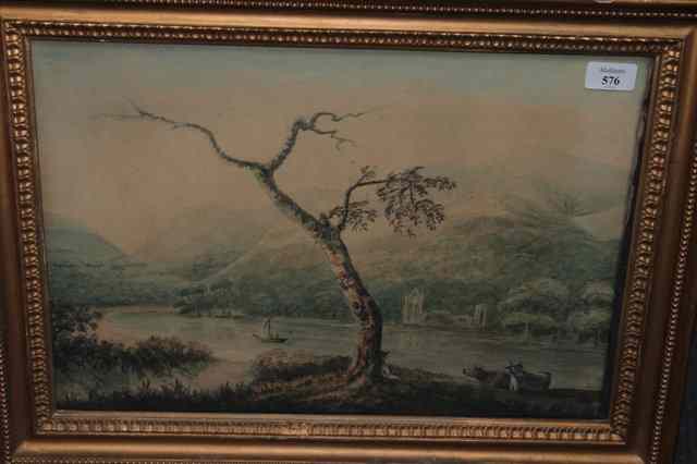 Appraisal: EARLY TH CENTURY ENGLISH SCHOOL - Mountainous landscape with river