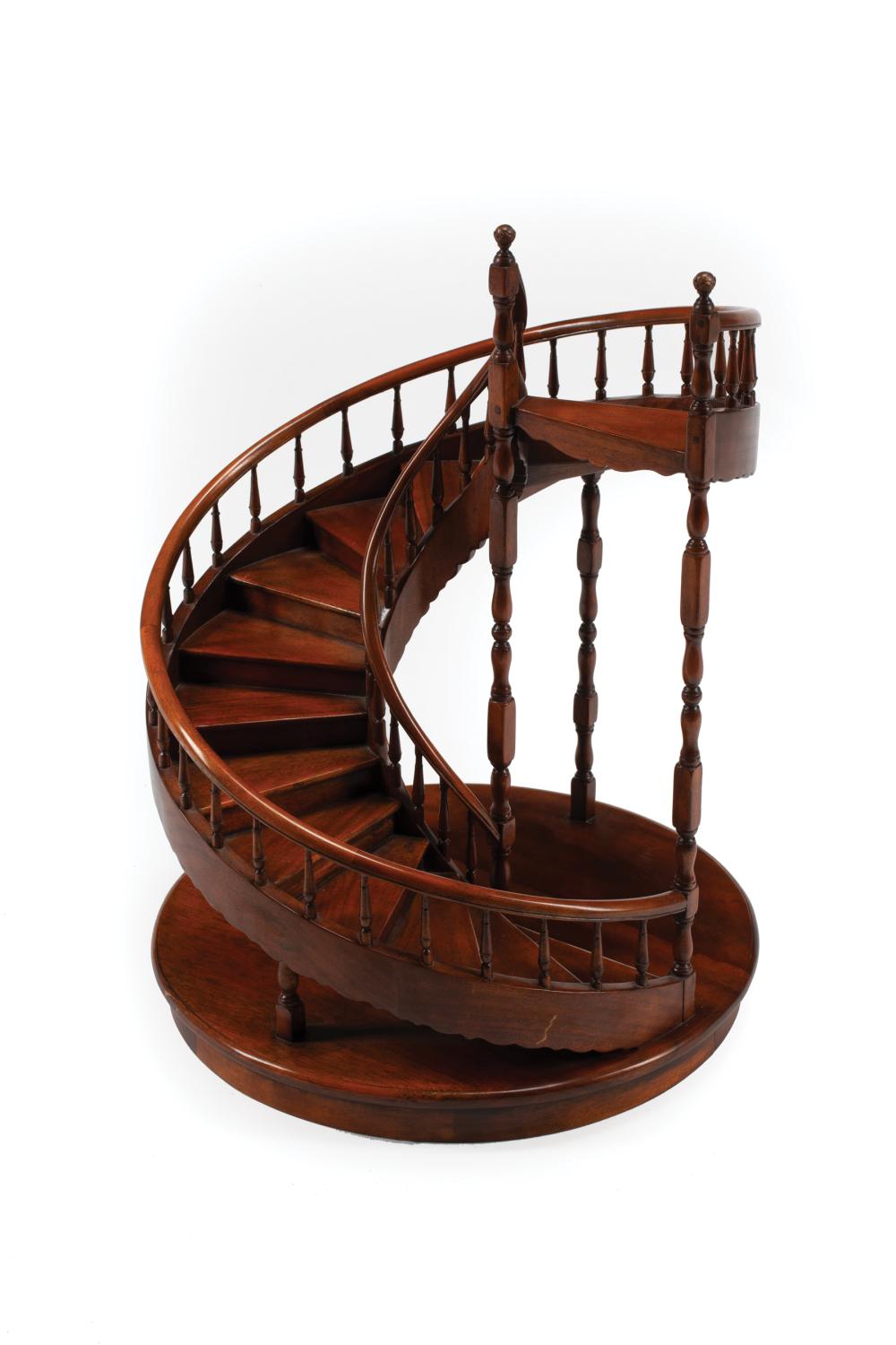 Appraisal: English Carved Mahogany Model of a Staircase th c turned