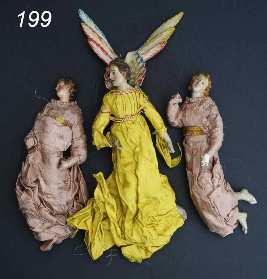 Appraisal: Group of Three Italian Creche Angels largest '' inches excluding