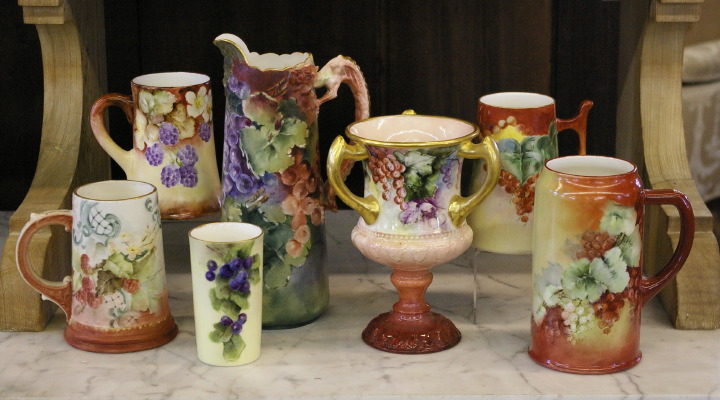 Appraisal: Seven-Piece Collection of Hand-Painted American Belleek Porcelain comprised of a