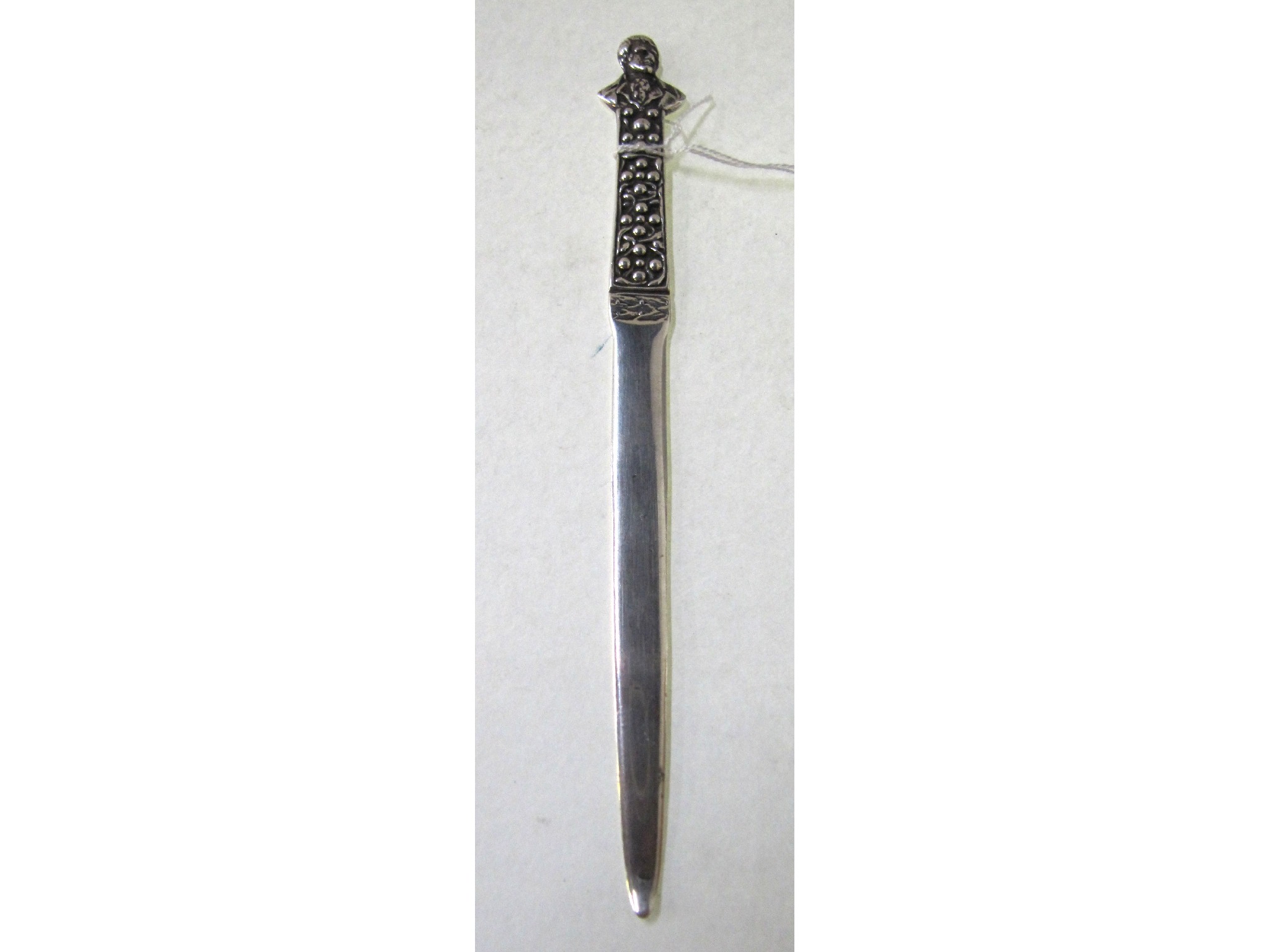 Appraisal: A silver letter opener with Rabbie Burns finial Glasgow