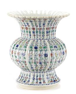 Appraisal: Interesting Chinese Ducai Ribbed Porcelain Vase Interesting Chinese porcelain ribbed