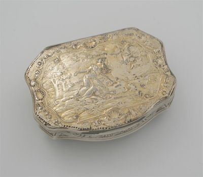 Appraisal: A George II cartouche-shaped snuff box with chased concave sides