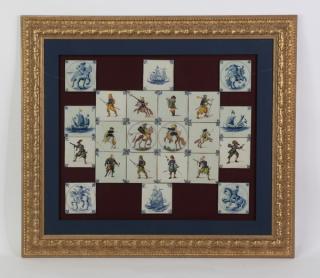 Appraisal: Framed Dutch tiles various designs Set of twenty-two late th