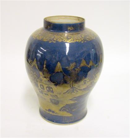 Appraisal: Chinese gilt and blue ceramic vase th century