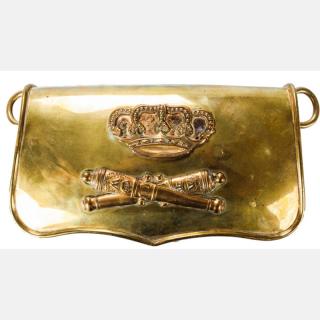 Appraisal: A Continental Brass and Leather Waist Cartridge Pouch th Century