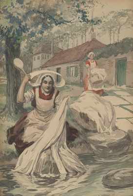 Appraisal: An Unsigned Edwardian Illustration Modern Sanitation Watercolor on illustration board