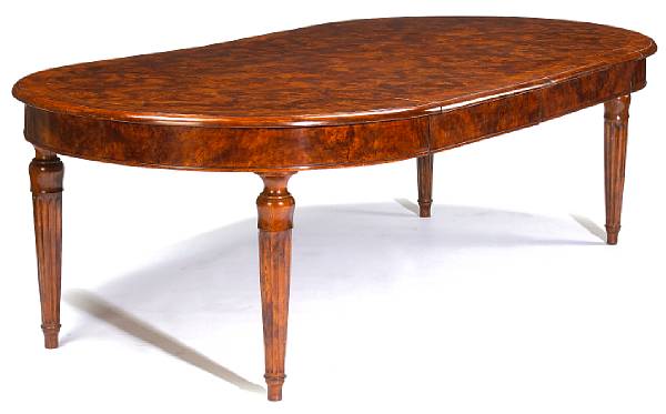 Appraisal: An Italian Neoclassical style burl walnut dining table fourth quarter