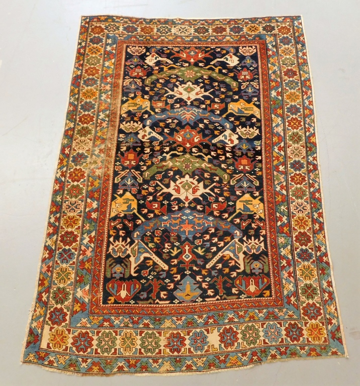 Appraisal: ANTIQUE CAUCASIAN BIDJOV CARPET Caucasus Circa Green blue orange and