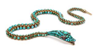 Appraisal: A Victorian Silver Topped Gold Turquoise Garnet and Diamond Serpent