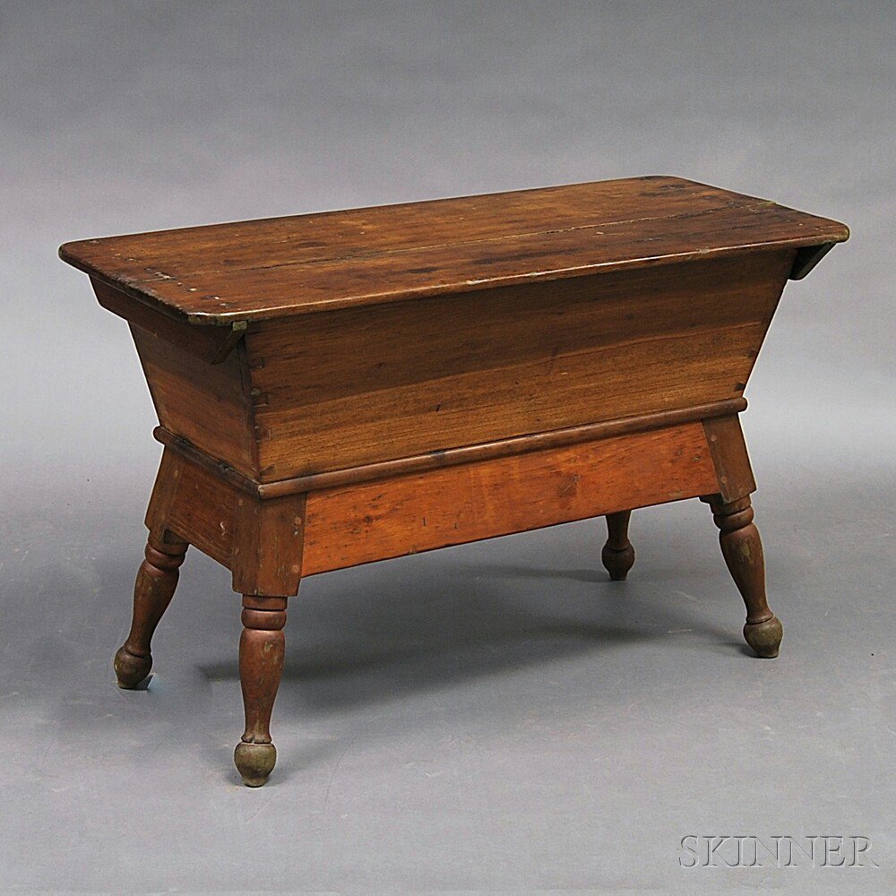 Appraisal: Country Pine Dough Box th century with dovetailed construction and