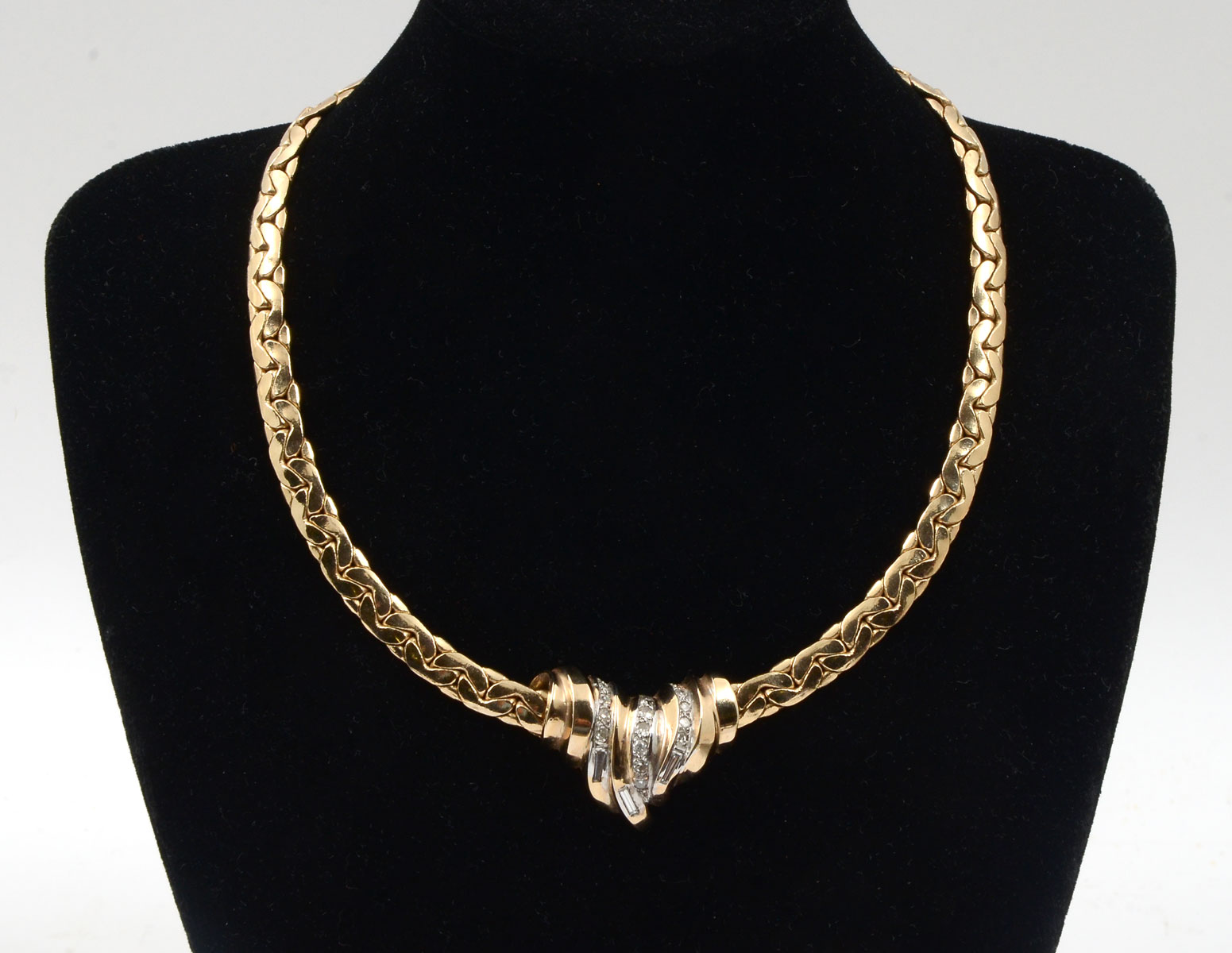 Appraisal: K NECKLACE WITH HEART SLIDE PENDANT '' yellow gold polished