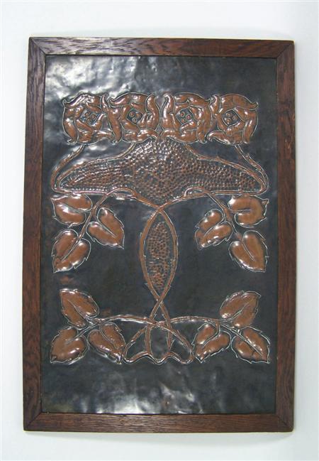 Appraisal: SCOTTISH ARTS AND CRAFTS FRAMED WALL PANEL CIRCA copper repousse