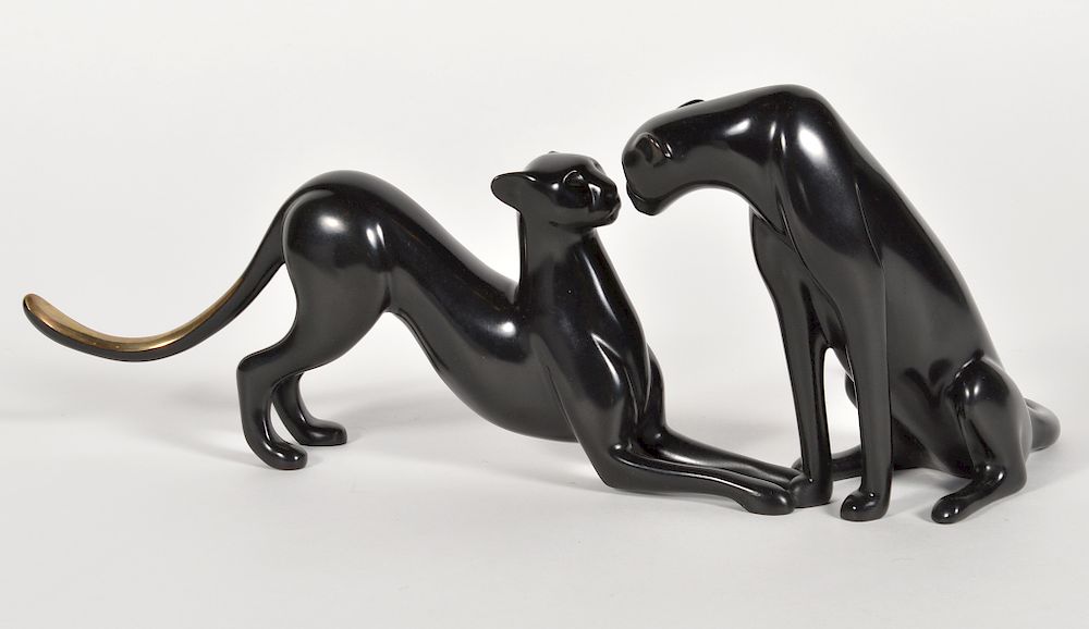 Appraisal: Loet Vanderveen 'Cheetah Pair' Bronze Loet Vanderveen - 'Cheetah Pair'