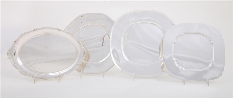 Appraisal: THREE STERLING SILVER TRAYS AND SILVER-PLATED TRAY Comprising an octagonal