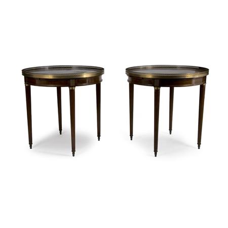 Appraisal: Pair of Louis XVI Style Gilt-Bronze Mounted Mahogany Bouillotte Tables