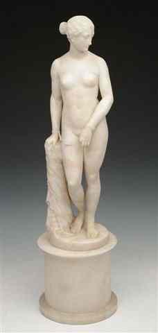 Appraisal: AN ALABASTER FIGURE entitled The Greek Slave after Hiram Powers