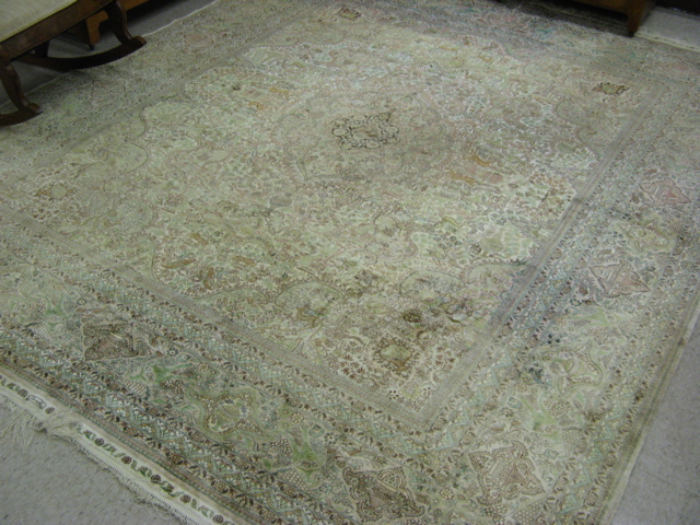 Appraisal: SIGNED AND HAND KNOTTED ORIENTAL ALL SILK CARPET Persian Tabriz