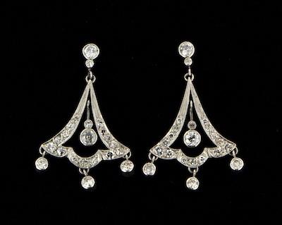 Appraisal: A Pair of Edwardian Style Diamond and Platinum Earrings Platinum