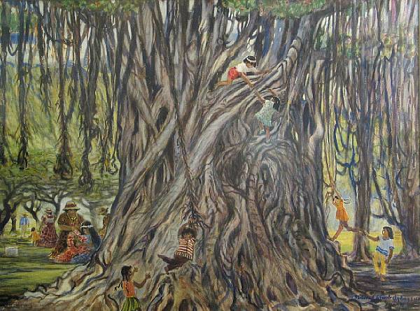 Appraisal: Mildred Stroob Ayling American born Banyan tree playground signed dated