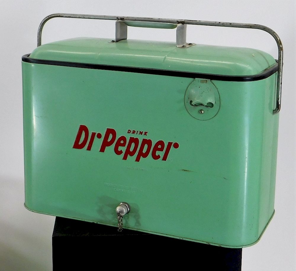 Appraisal: Vintage Drink Dr Pepper Teal Advertisement Cooler United States th