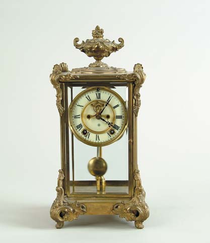 Appraisal: ANSONIA FOUR GLASS MANTEL CLOCK Works signed Ansonia New York