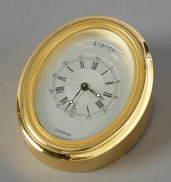 Appraisal: An Asprey of London oval desk timepiece height in width