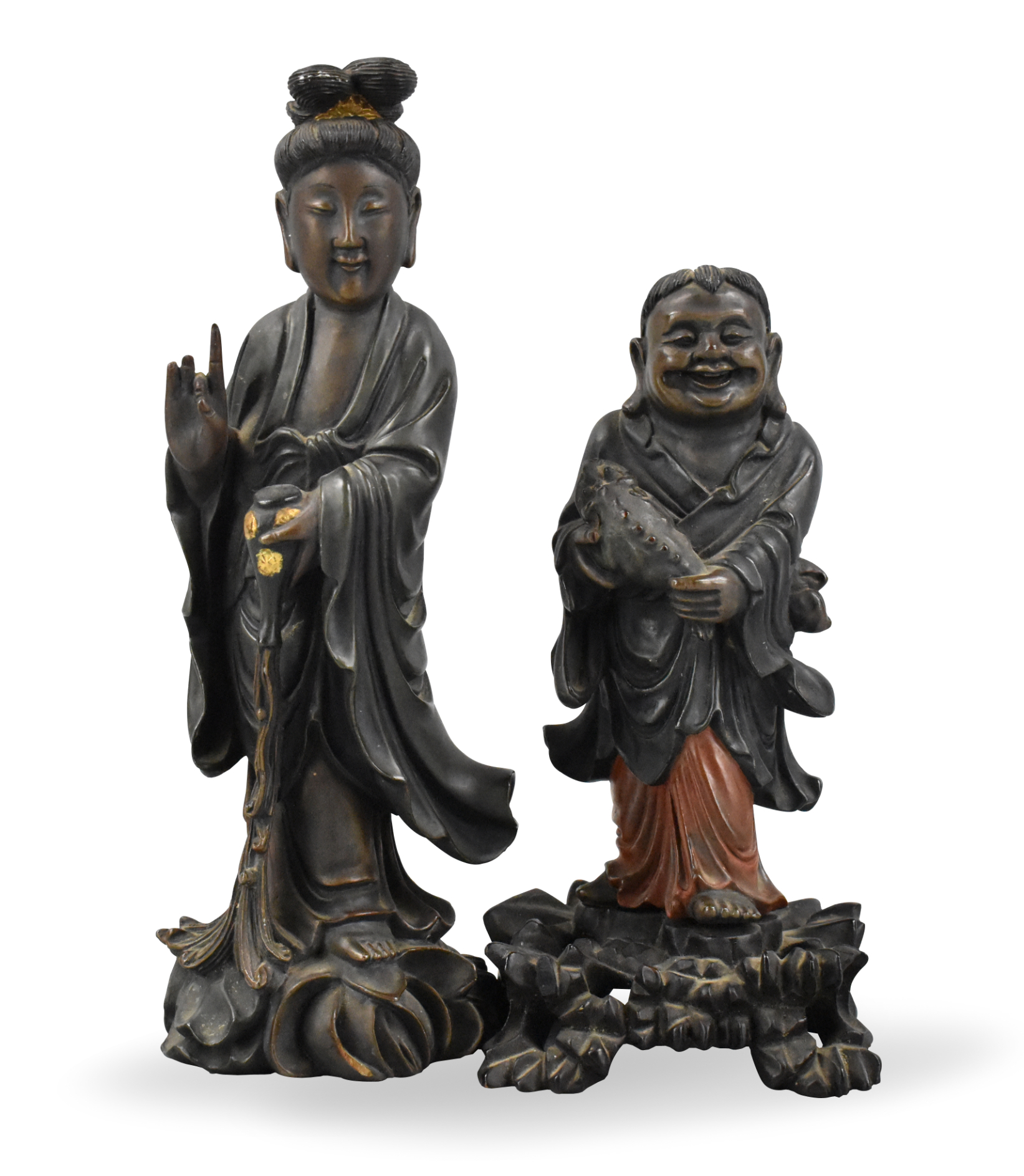 Appraisal: A pair of Chinese lacquered carved figures dating from the