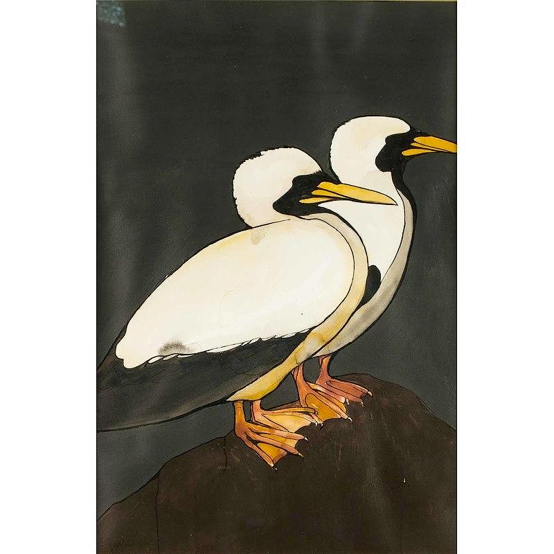 Appraisal: Kafouros Painting Framed oil on paper Two Ducks by George