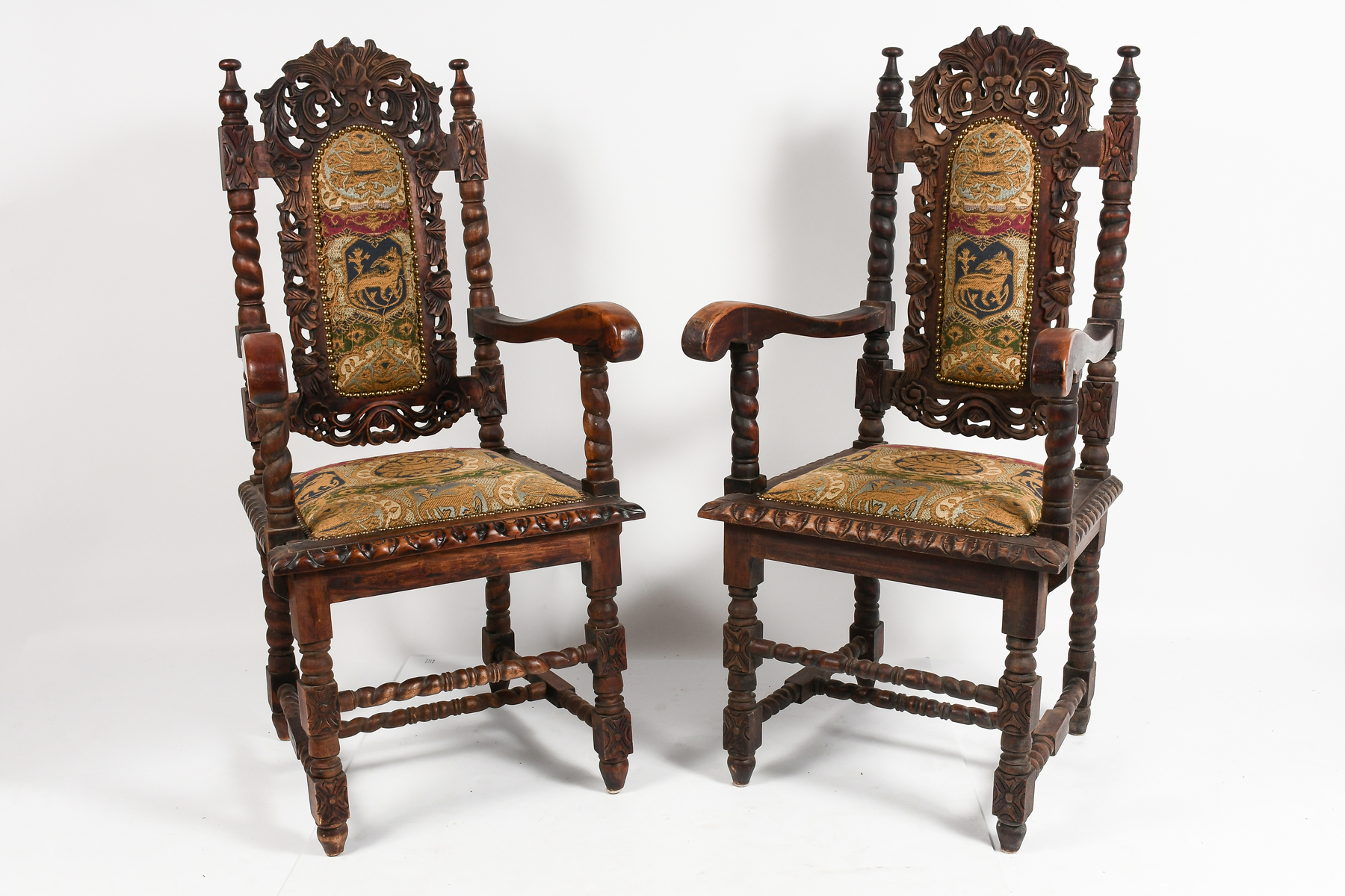 Appraisal: CARVED ''DESIGN TOSCANO CHARLE II SIDE CHAIRS Modern Side Chairs