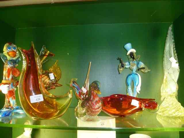 Appraisal: A COLLECTION OF EIGHT ITALIAN MURANO TYPE GLASS FIGURES and