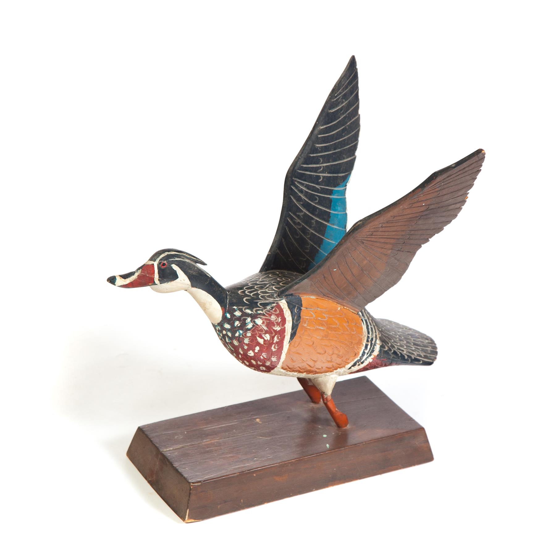 Appraisal: AMERICAN CARVING OF MERGANSER Mid th century Carved wooden duck