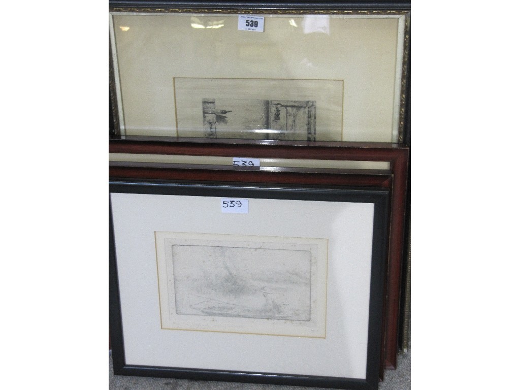 Appraisal: Lot comprising four engravings to include JAM Whisler plus an