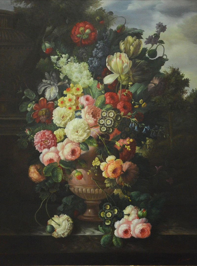 Appraisal: Continental School th Century oil on canvas Floral Still Life