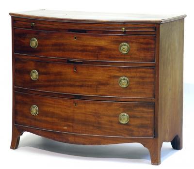 Appraisal: A GEORGE III MAHOGANY CHEST of bowed form with moulded