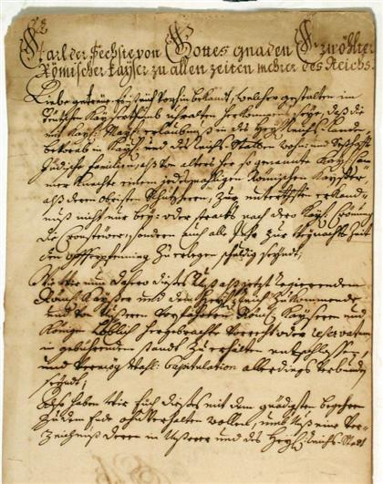 Appraisal: piece Manuscript Letter Signed Charles VI Emperor N p Oct