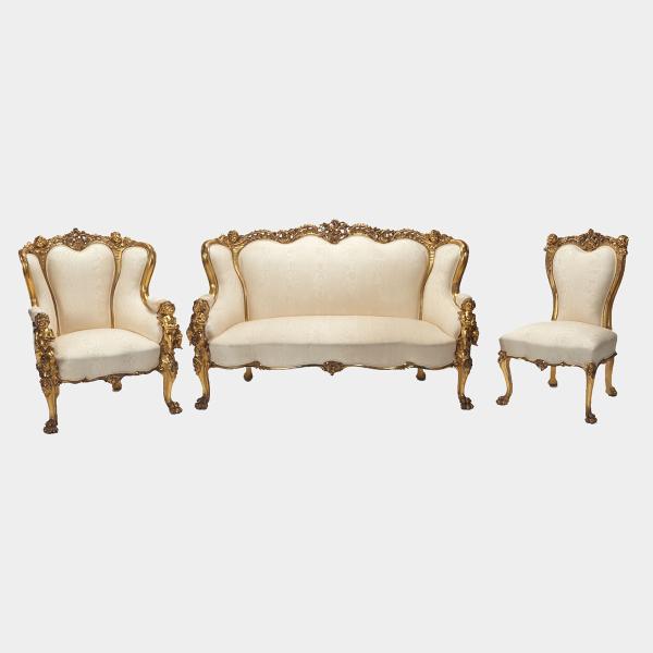 Appraisal: Continental Rococo Style Three Piece Giltwood Salon Suite mid th