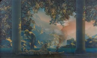 Appraisal: Maxfield Parrish Daybreak Print Framed Framed under glass Maxfield Parrish