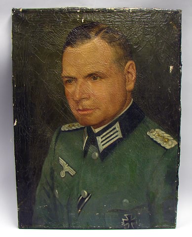 Appraisal: Period oil on canvas painting of WW II German Army