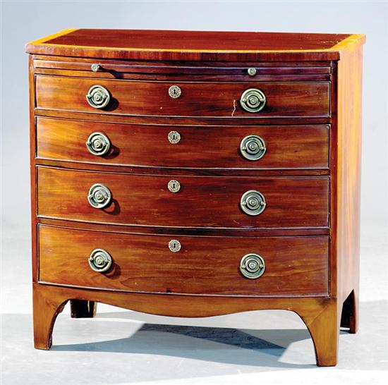 Appraisal: George III style bow front bachelor's chest circa shaped top