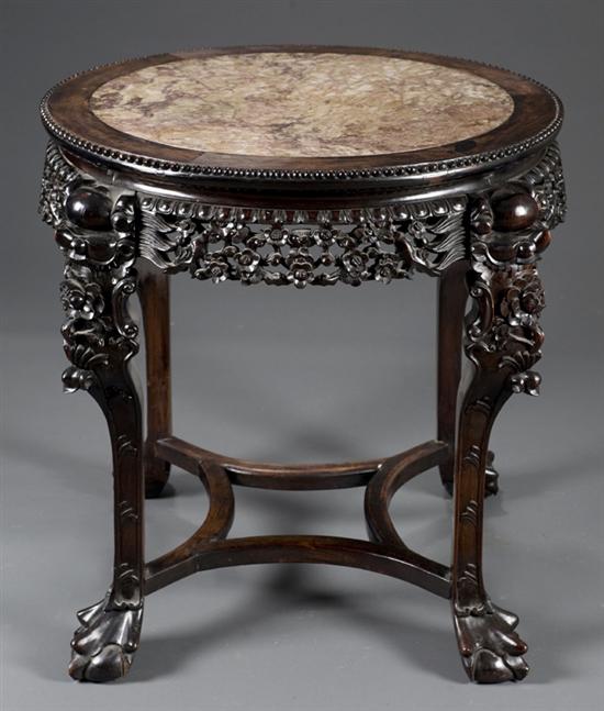 Appraisal: Chinese carved wood and lacquer center table th century Pink