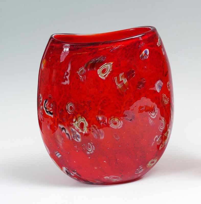 Appraisal: LARGE RED CONTEMPORARY ART GLASS VASE Red glass ground with