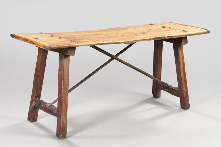 Appraisal: Provincial Oak Side Table late th century the bi-planked top