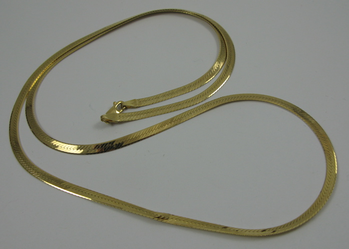 Appraisal: K GOLD HERRINGBONE CHAIN NECKLACE in length and weighing grams