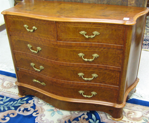 Appraisal: LOUIS XVI STYLE MAHOGANY AND BURL WALNUT CHEST OF DRAWERS