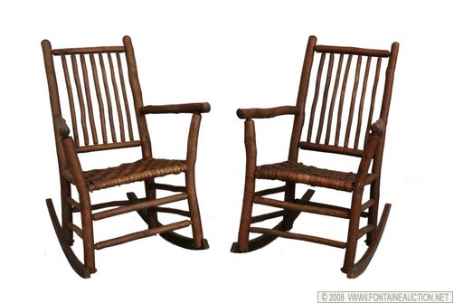 Appraisal: PR SGND OLD HICKORY SPINDLE BACK ROCKERS W x H